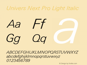 Univers Next Pro Light Italic Version 1.00图片样张