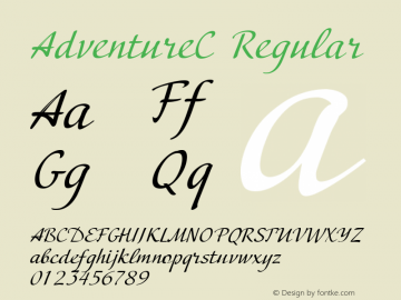 AdventureC Regular Version 001.000 Font Sample