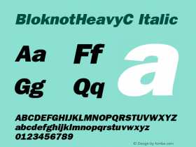 BloknotHeavyC Italic Version 001.000 Font Sample