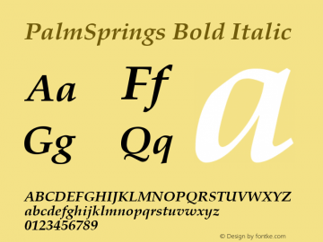 PalmSprings Bold Italic v1.0c Font Sample