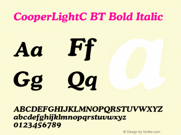 CooperLightC BT Bold Italic OTF 1.0;PS 001.000;Core 116;AOCW 1.0 161 Font Sample