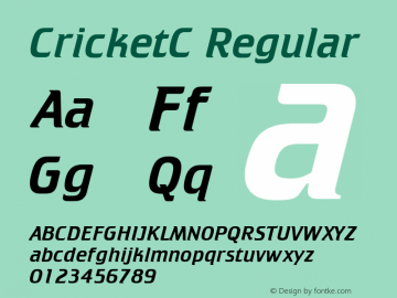 CricketC Regular Version 001.000 Font Sample