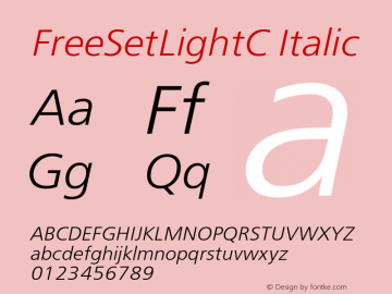 FreeSetLightC Italic OTF 1.0;PS 001.000;Core 116;AOCW 1.0 161 Font Sample