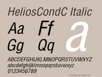 HeliosCondC Italic Version 001.001 Font Sample