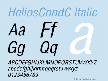 HeliosCondC Italic OTF 1.0;PS 001.001;Core 116;AOCW 1.0 161 Font Sample