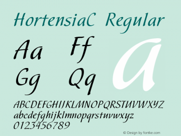 HortensiaC Regular Version 001.000 Font Sample