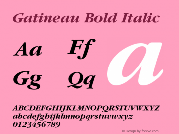 Gatineau Bold Italic v1.0c Font Sample