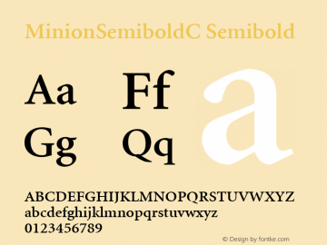 MinionSemiboldC Semibold Version 001.000 Font Sample