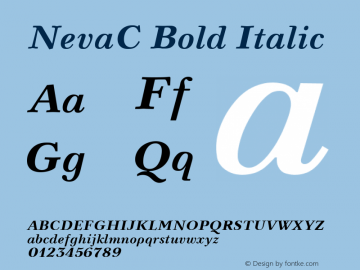 NevaC Bold Italic Version 001.000 Font Sample