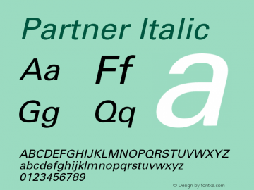 Partner Italic Version 001.000 Font Sample