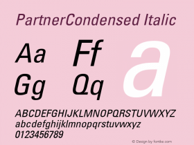 PartnerCondensed Italic Version 001.000图片样张