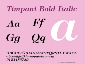 Timpani Bold Italic 1.0 Wed Nov 18 13:42:26 1992图片样张