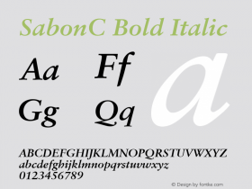 SabonC Bold Italic Version 001.000 Font Sample