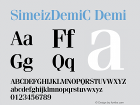 SimeizDemiC Demi Version 001.001 Font Sample