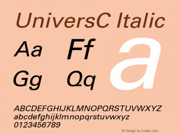 UniversC Italic Version 001.000 Font Sample