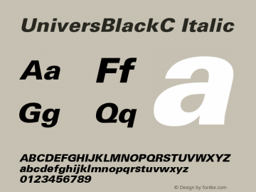UniversBlackC Italic Version 001.000图片样张