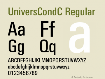 UniversCondC Regular Version Version 1.03 Font Sample