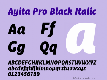 Ayita Pro Black Italic Version 1.002 Font Sample