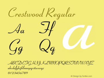 Crestwood Regular Version 1.001 Font Sample