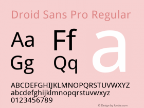 Droid Sans Pro Regular Version 1.001图片样张