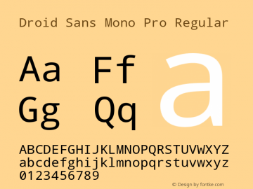 Droid Sans Mono Pro Regular Version 1.001 Font Sample