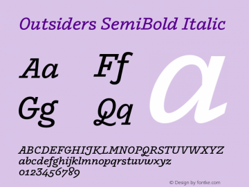 Outsiders SemiBold Italic Version 1.000图片样张
