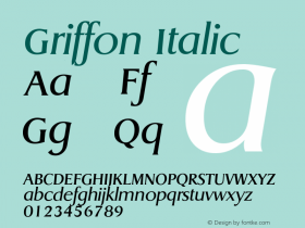 Griffon Italic Macromedia Fontographer 4.1.5 5/18/98图片样张