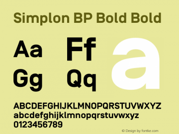 Simplon BP Bold Bold Version 1.0 Font Sample