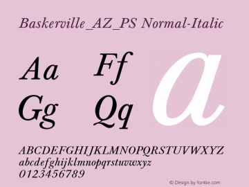 Baskerville_AZ_PS Normal-Italic 001.000 Font Sample