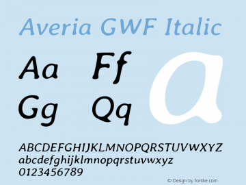 Averia GWF Italic Version 1.0 Font Sample