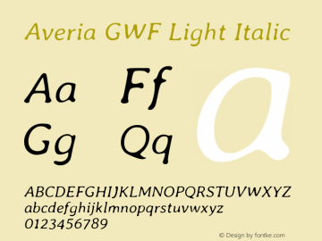 Averia GWF Light Italic Version 1.0 Font Sample