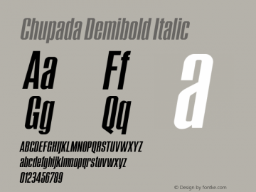 Chupada Demibold Italic Version 1.000图片样张