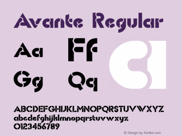 Avante Regular Altsys Fontographer 4.0.3 3/4/94 Font Sample