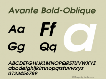 Avante Bold-Oblique 1.000 Font Sample