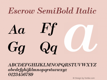 Escrow SemiBold Italic Version 1.0 Font Sample