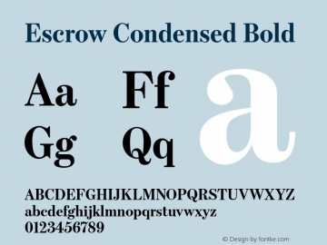 Escrow Condensed Bold Version 1.0 Font Sample