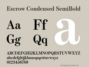 Escrow Condensed SemiBold Version 1.0图片样张