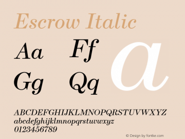 Escrow Italic Version 1.0图片样张