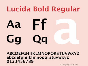 Lucida Bold Regular 6.1d4e1 Font Sample