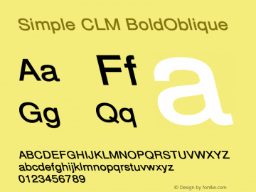 Simple CLM BoldOblique Version 0.110 Font Sample