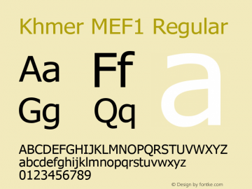 Khmer MEF1 Regular 1.00 June 15, 2006图片样张