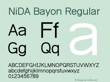 NiDA Bayon Regular 2.10 2008 Font Sample