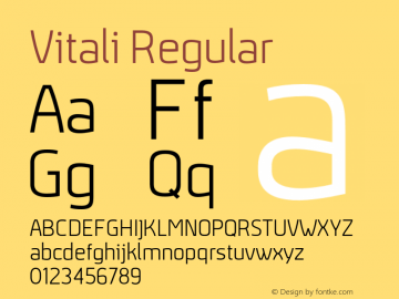 Vitali Regular Version 1.000;PS 001.001;hotconv 1.0.56 Font Sample