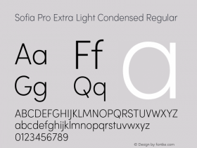 Sofia Pro Extra Light Condensed Regular Version 2.000 Font Sample