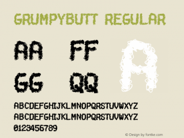 Grumpybutt Regular Macromedia Fontographer 4.1.3 3/3/98 Font Sample