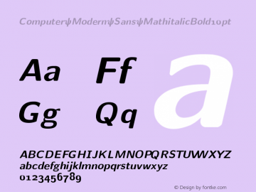 Computer Modern Sans MathitalicBold10pt Version 001.001 Font Sample