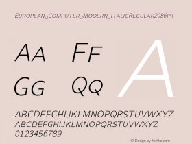 European Computer Modern ItalicRegular2986pt Version 001.001 Font Sample