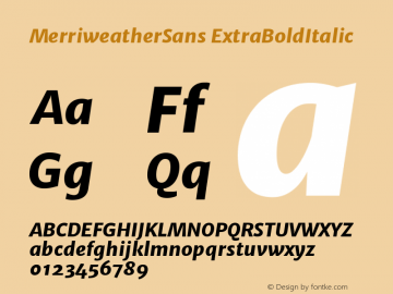 MerriweatherSans ExtraBoldItalic Version 1.000; ttfautohint ( Font Sample