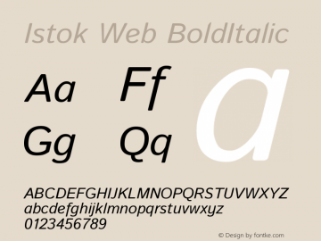 Istok Web BoldItalic Version 1.0 Font Sample
