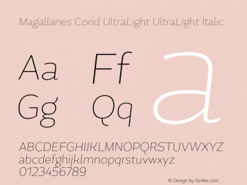 Magallanes Cond UltraLight UltraLight Italic 1.000 Font Sample